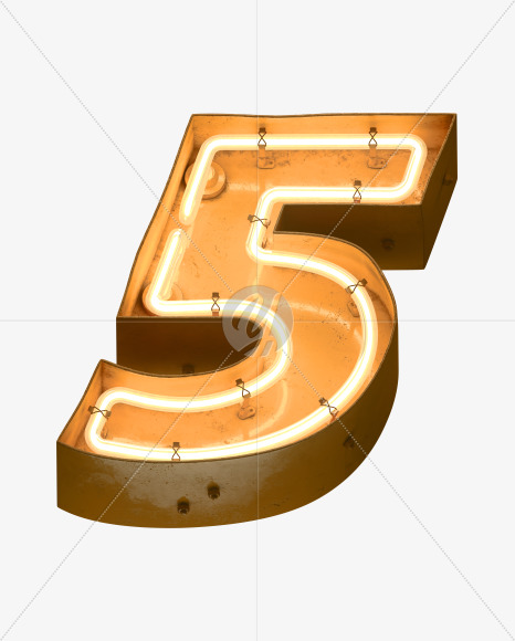 5 from Neon light alphabet on Yellow Images Creative Fonts - S49098