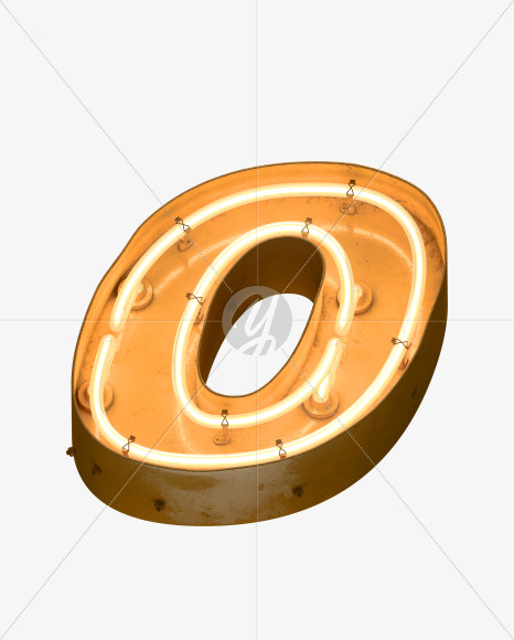 Letter O from Neon light alphabet on Yellow Images Creative Fonts - S49082