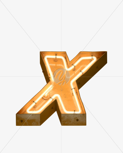 Letter X from Neon light alphabet on Yellow Images Creative Fonts - S49092