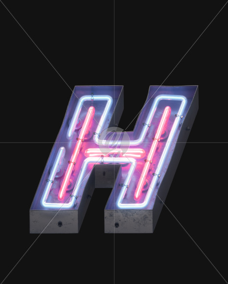 Letter H from Night light alphabet on Yellow Images Creative Fonts - S49117