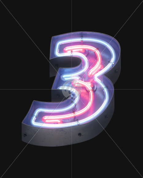 3 from Night light alphabet on Yellow Images Creative Fonts - S49138