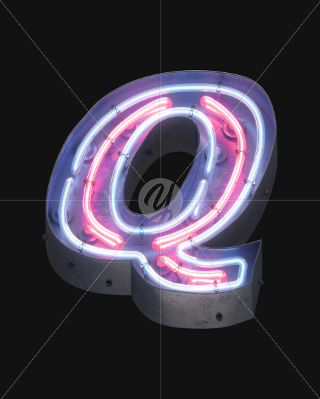 Letter Q from Night light alphabet on Yellow Images Creative Fonts - S49126