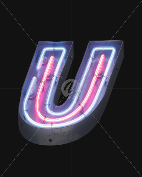 Letter U from Night light alphabet on Yellow Images Creative Fonts - S49131