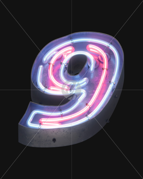 9 from Night light alphabet on Yellow Images Creative Fonts - S49144