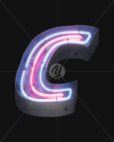 Letter C from Night light alphabet on Yellow Images Creative Fonts - S49112