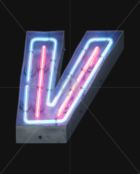 Letter V from Night light alphabet on Yellow Images Creative Fonts - S49132