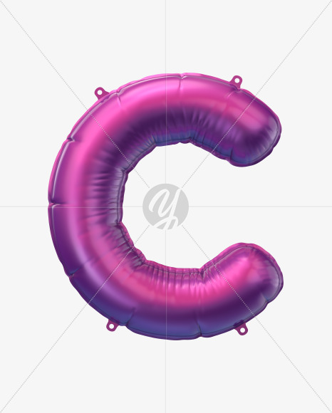 Letter c from Violet Foil Balloons Font on Yellow Images Creative Fonts - S49164