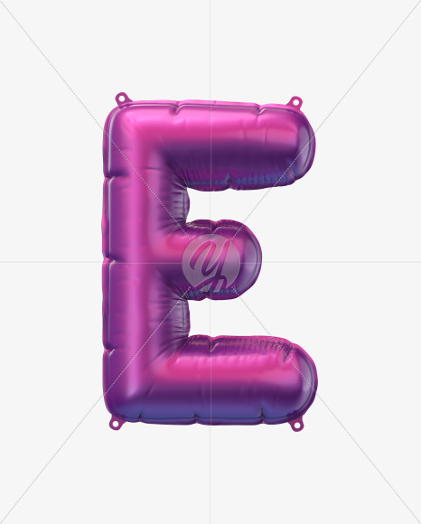 Letter e from Violet Foil Balloons Font on Yellow Images Creative Fonts - S49166