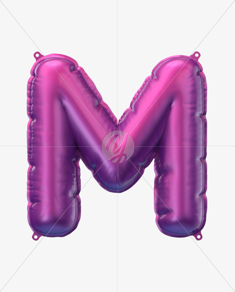 Letter m from Violet Foil Balloons Font on Yellow Images Creative Fonts - S49174