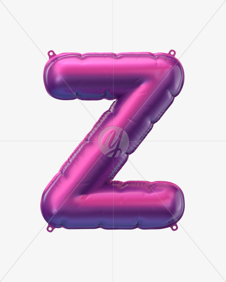 Letter z from Violet Foil Balloons Font on Yellow Images Creative Fonts - S49187