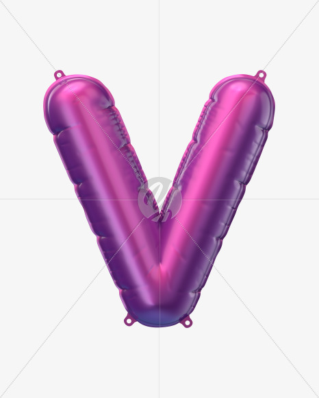 Letter v from Violet Foil Balloons Font on Yellow Images Creative Fonts - S49183