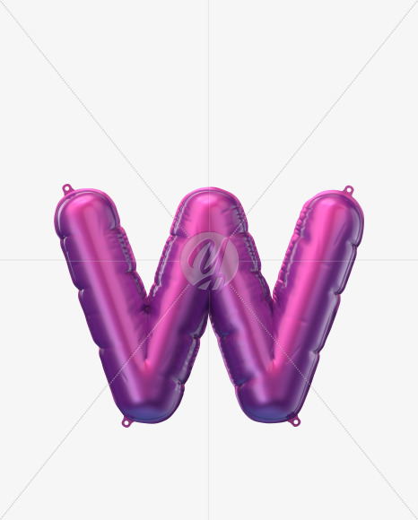 Letter w from Violet Foil Balloons Font on Yellow Images Creative Fonts - S49184