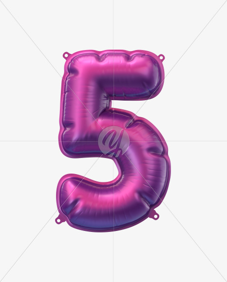 5 from Violet Foil Balloons Font on Yellow Images Creative Fonts - S49157