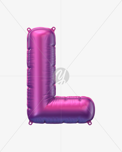 Letter l from Violet Foil Balloons Font on Yellow Images Creative Fonts - S49173