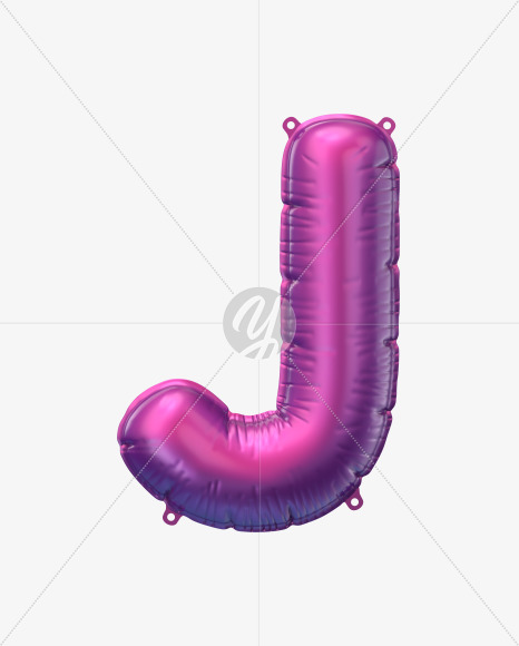 Letter j from Violet Foil Balloons Font on Yellow Images Creative Fonts - S49171