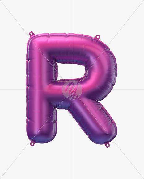 Letter r from Violet Foil Balloons Font on Yellow Images Creative Fonts - S49179