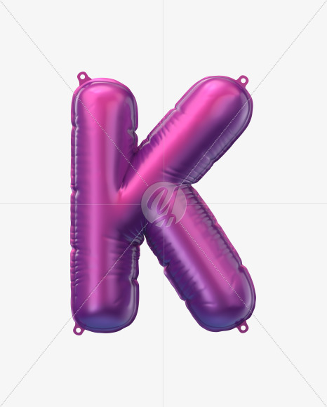 Letter k from Violet Foil Balloons Font on Yellow Images Creative Fonts - S49172