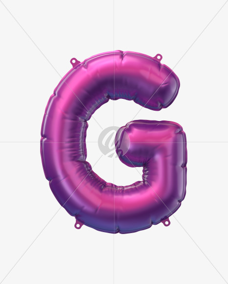 Letter g from Violet Foil Balloons Font on Yellow Images Creative Fonts - S49168