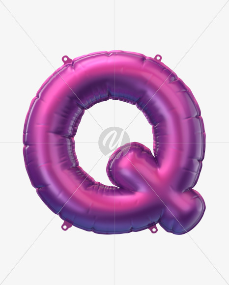 Letter q from Violet Foil Balloons Font on Yellow Images Creative Fonts - S49178