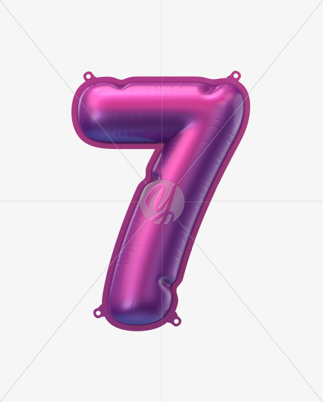 7 from Violet Foil Balloons Font on Yellow Images Creative Fonts - S49159