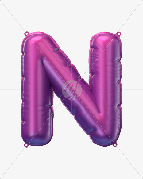 Letter n from Violet Foil Balloons Font on Yellow Images Creative Fonts - S49175