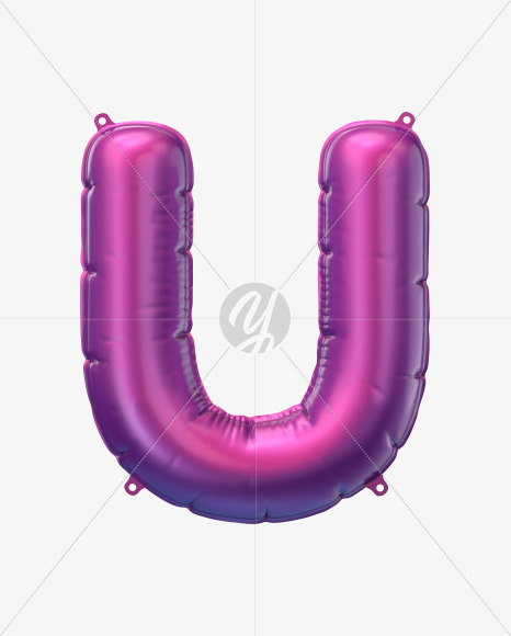 Letter u from Violet Foil Balloons Font on Yellow Images Creative Fonts - S49182