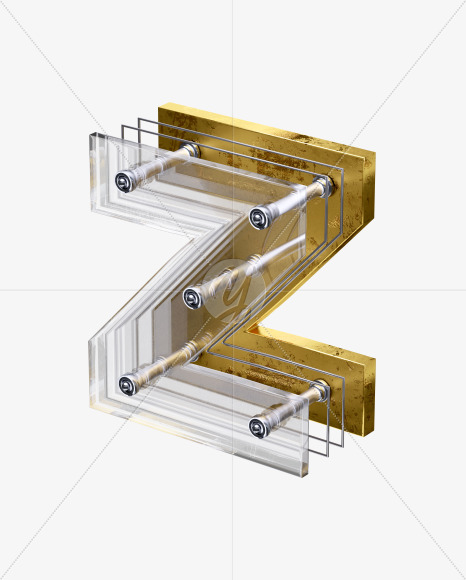 x5-font-letter-z from X5 Golden Rusty Isometric Font on Yellow Images Creative Fonts - S49216