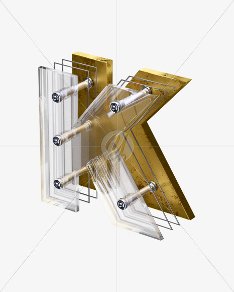 x5-font-letter-k from X5 Golden Rusty Isometric Font on Yellow Images Creative Fonts - S49201