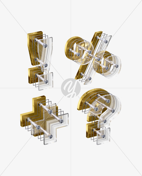 x5-font-symbol-2 from X5 Golden Rusty Inverse Isometric Font on Yellow Images Creative Fonts - S49257