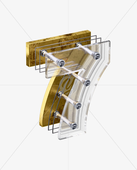 x5-font-number-7 from X5 Golden Rusty Inverse Isometric Font on Yellow Images Creative Fonts - S49265