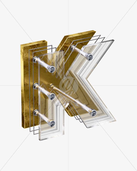 x5-font-letter-k from X5 Golden Rusty Inverse Isometric Font on Yellow Images Creative Fonts - S49240