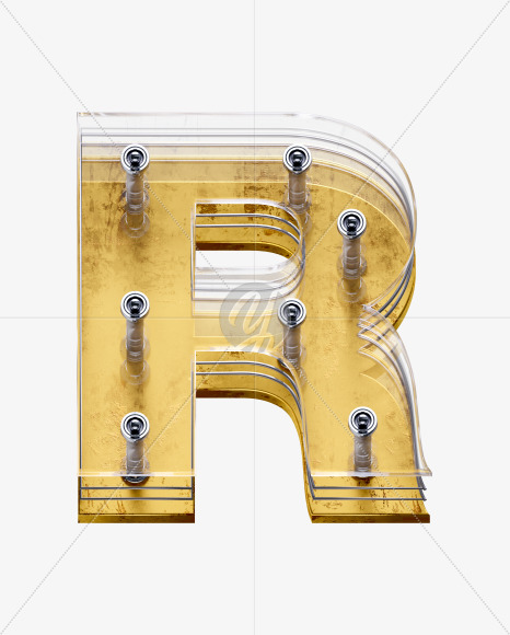 x5-font-letter-r from X5 Golden Rusty Front View Font on Yellow Images Creative Fonts - S49287