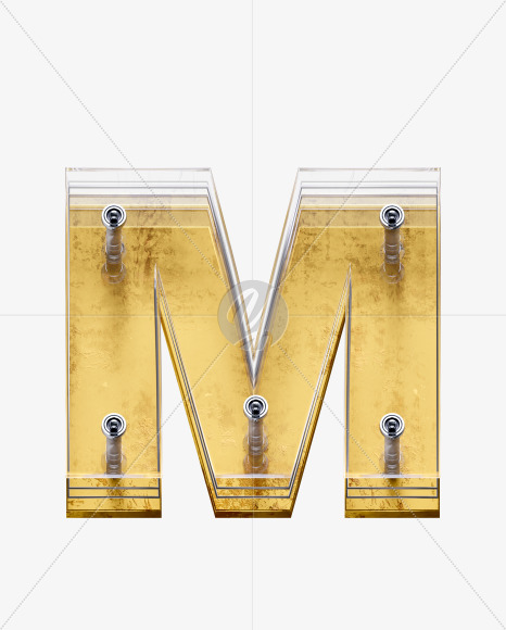 x5-font-letter-m from X5 Golden Rusty Front View Font on Yellow Images Creative Fonts - S49282