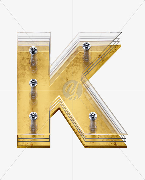 x5-font-letter-k from X5 Golden Rusty Front View Font on Yellow Images Creative Fonts - S49280