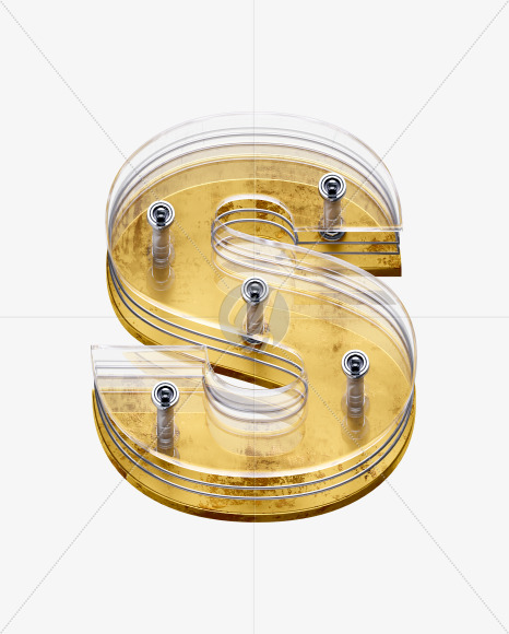 x5-font-letter-s from X5 Golden Rusty Front View Font on Yellow Images Creative Fonts - S49288