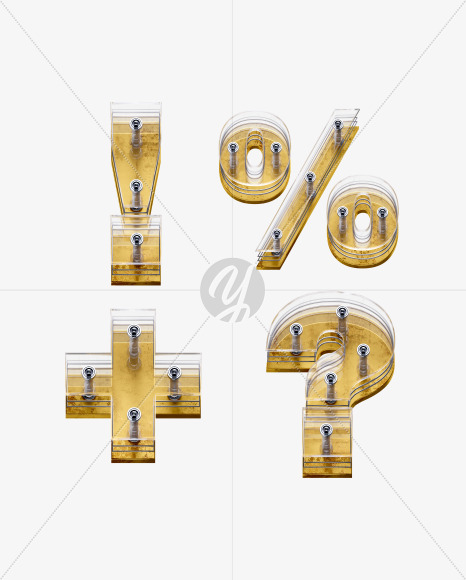 x5-font-symbol-2 from X5 Golden Rusty Front View Font on Yellow Images Creative Fonts - S49307