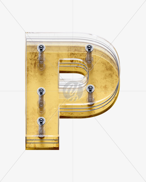 x5-font-letter-p from X5 Golden Rusty Front View Font on Yellow Images Creative Fonts - S49285