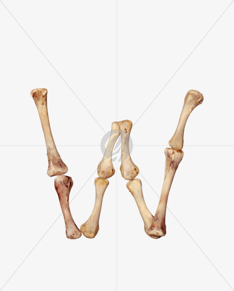 Letter w from Chicken bone alphabet on Yellow Images Creative Fonts - S49376