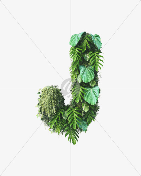 J uppercase from Vertical Garden Font on Yellow Images Creative Fonts - S49482