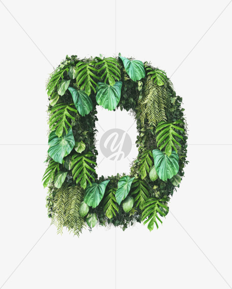 D uppercase from Vertical Garden Font on Yellow Images Creative Fonts - S49476