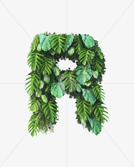 R uppercase from Vertical Garden Font on Yellow Images Creative Fonts - S49490