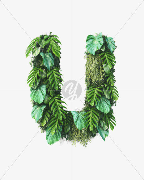 U uppercase from Vertical Garden Font on Yellow Images Creative Fonts - S49493