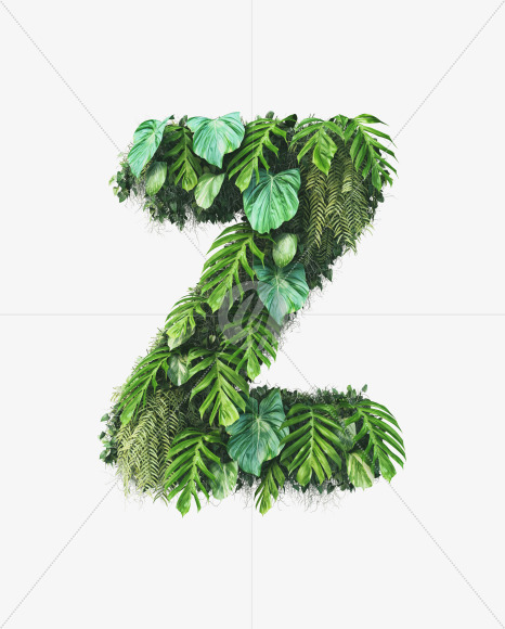 Letter Z from Vertical Garden Font on Yellow Images Creative Fonts - S49498