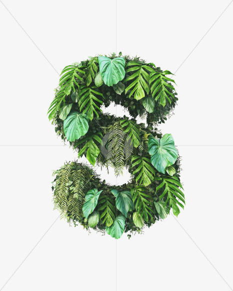 S uppercase from Vertical Garden Font on Yellow Images Creative Fonts - S49491