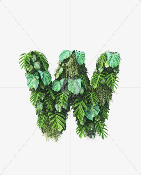 W uppercase from Vertical Garden Font on Yellow Images Creative Fonts - S49495