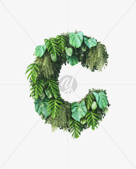 C uppercase from Vertical Garden Font on Yellow Images Creative Fonts - S49475