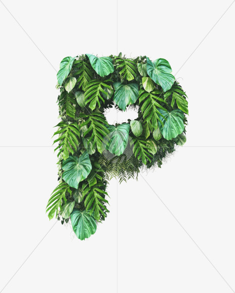 P uppercase from Vertical Garden Font on Yellow Images Creative Fonts - S49488