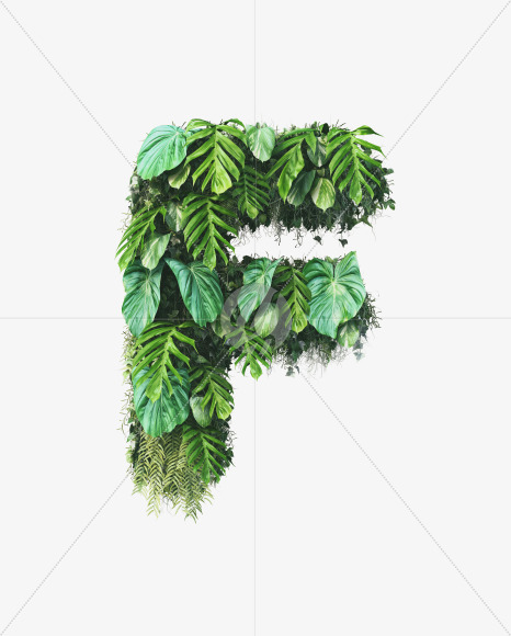 F uppercase from Vertical Garden Font on Yellow Images Creative Fonts - S49478