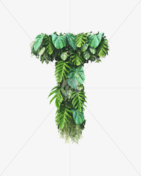 T uppercase from Vertical Garden Font on Yellow Images Creative Fonts - S49492