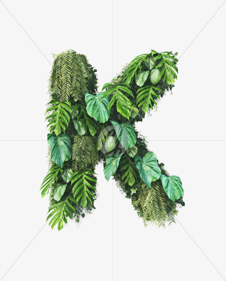 K uppercase from Vertical Garden Font on Yellow Images Creative Fonts - S49483